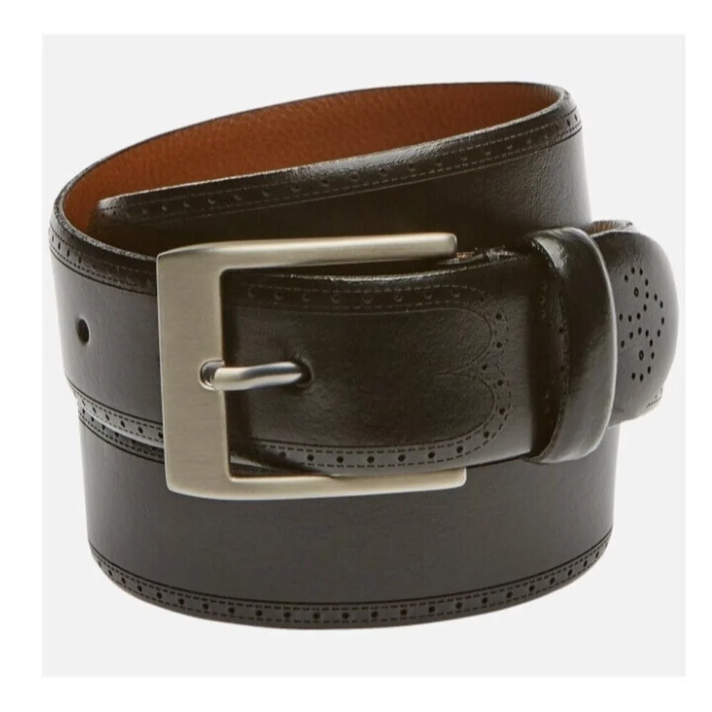Joseph Abboud Feather Edged Laser Detail Leather Belt Size 40/100